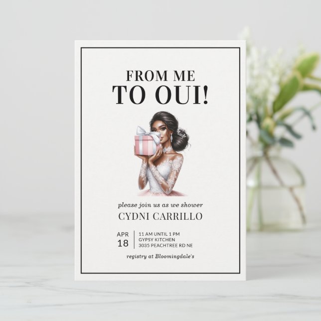 Invitation Fête des mariées rose moderne afro-américain (Debout devant)