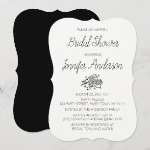 Invitation Fête des mariées Rose noir blanc simple Elegance