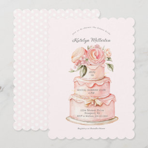 Invitation Fête des mariées rose pâtisserie florale