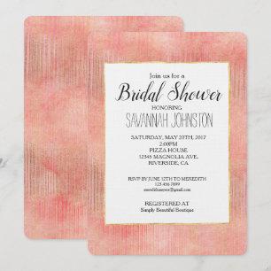Invitation Fête des mariées rose Pink Gold Stripes