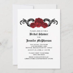 Invitation Fête des mariées Rose Red Gothic Swirl