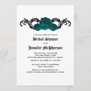 Invitation Fête des mariées Rose turquoise Gothic 