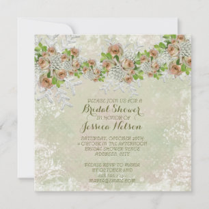 Invitation Fête des mariées Rose verte de Noël