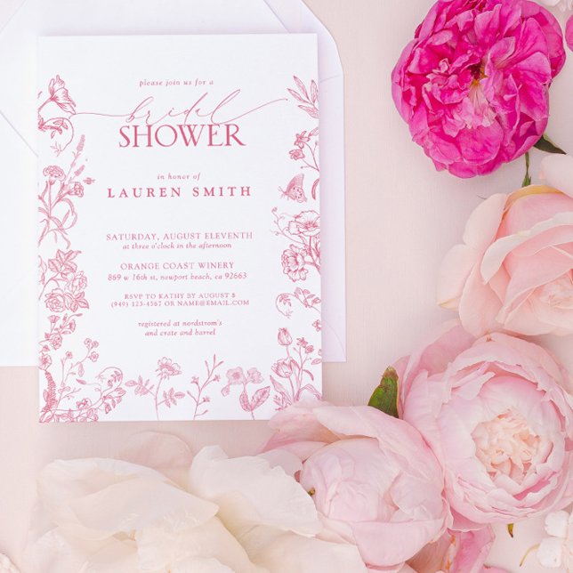 Invitation Fête des mariées rose victorienne florale élégante (Blush Blooms for Your Special Day - Personalize Below!)