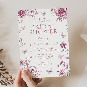 Invitation Fête des mariées Rose Vintage Blush Dusty enchanté