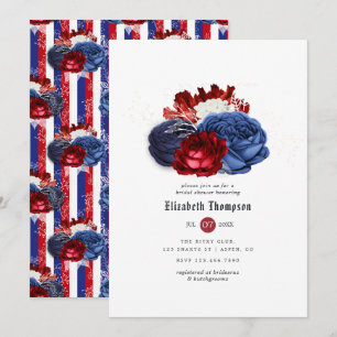Invitation Fête des mariées rouge blanc et bleu 4 juillet