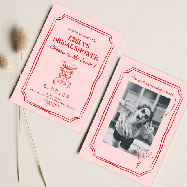 Invitation Fête des mariées rouge rose Bachelorette (Créateur téléchargé)