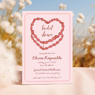 Invitation Fête des mariées rouge rose pâtisserie Vintage des