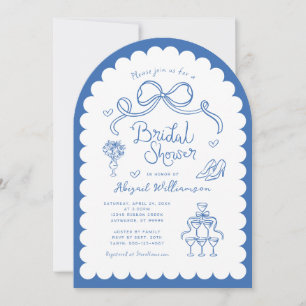 Invitation Fête des mariées rouge rose Whimsical Retro