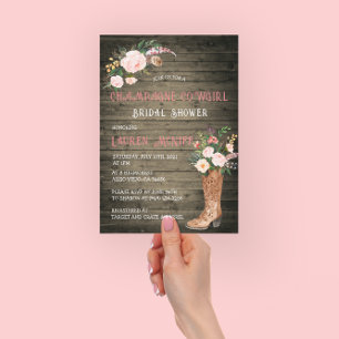 Invitation Fête des mariées Russe Boho Cowgirl Floral Boots