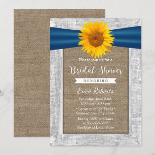 Invitation Fête des mariées Russe Sunflower Ribbon Bois Burla