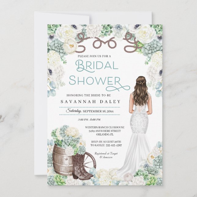 Invitation Fête des mariées Russe Western Cowgirl Boots (Devant)