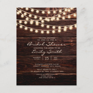 Invitation Fête des mariées Rustic Barn Wood String