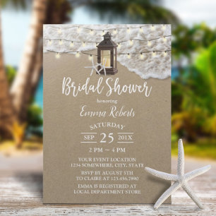 Invitation Fête des mariées Rustic Beach Lantern