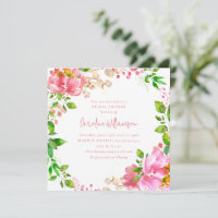 Fête des mariées rustique à fleurs d'aquarelle ros