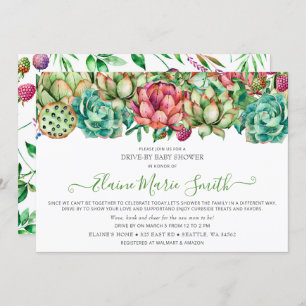 Invitation Fête des mariées Rustique Boho Succulent Drive Thr