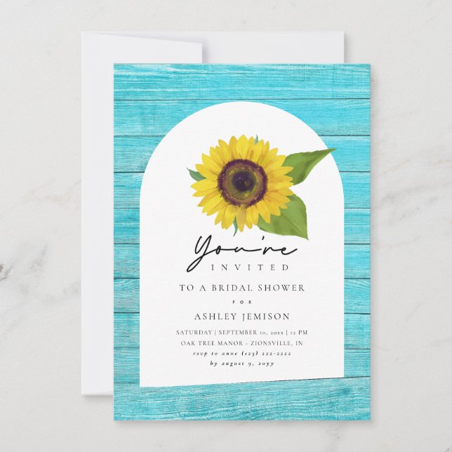 Invitation Fête des mariées Rustique Boho Sunflower Wood (Devant)