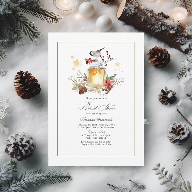 Invitation Fête des mariées rustique de pin et d'épinette (Rustic Winterland Pine and Spruce Bridal Shower Invitation)
