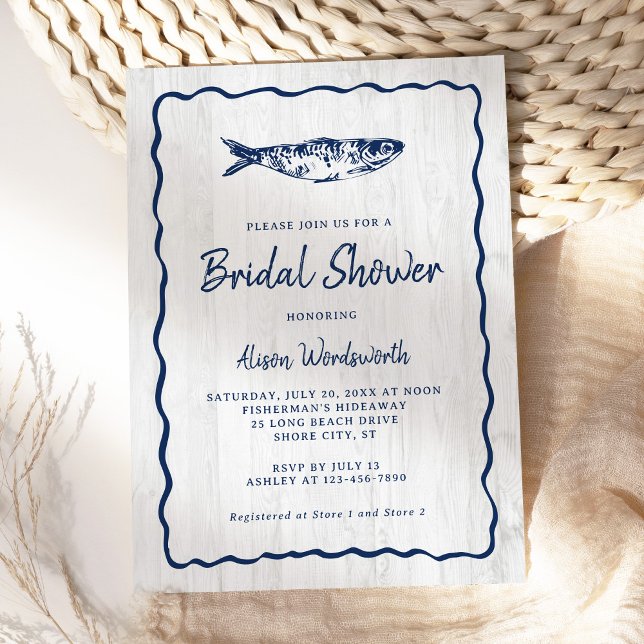 Invitation Fête des mariées Rustique de poisson de sardine cô (Créateur téléchargé)