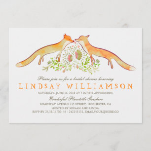 Invitation Fête des mariées rustique de renard de bois