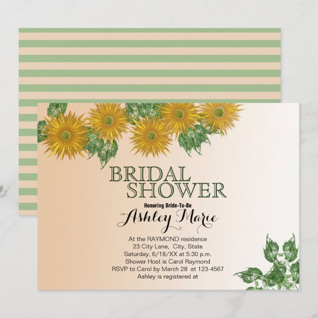 Invitation Fête des mariées Rustique Floral Feuille Golden Om (Devant / Derrière)