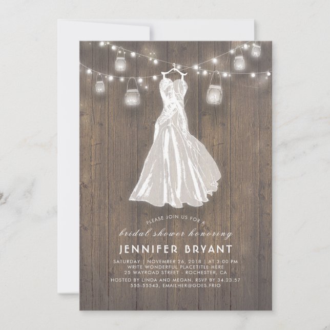 Invitation Fête des mariées rustique | Mariage Gown et Mason  (Devant)