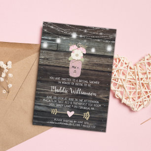 Invitation Fête des mariées rustique Mason Jar illumine Boho