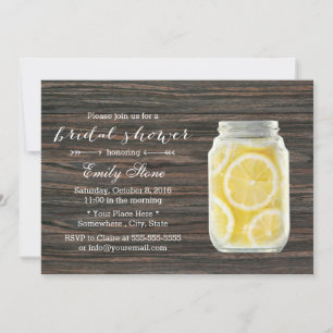 Invitation Fête des mariées rustique Mason Jar Lemonade