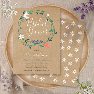 Invitation Fête des mariées Rustique Spring Floral Garland