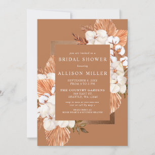Invitation Fête des mariées Rustique Terracotta Boho Pampas