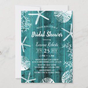 Invitation Fête des mariées Rustique Turquoise Beach Wedding 