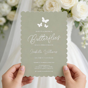 Invitation Fête des mariées Sage Green Life of Butterflies
