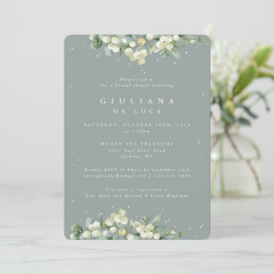 Invitation Fête des mariées Seafoam Green Snowberry+Eucalyptu