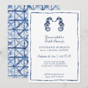 Invitation Fête des mariées Shibori Seahors Ocean Beach Shore