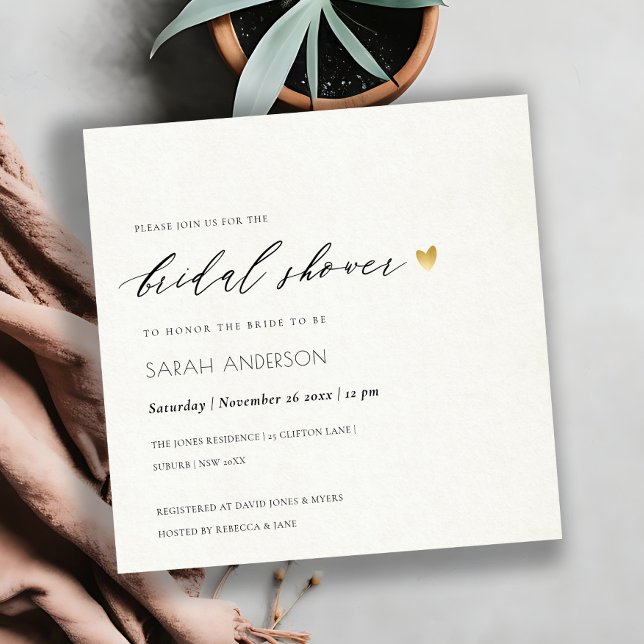 INVITATION FÊTE DES MARIÉES SIMPLE ÉLÉGANT GOLD GREY TYPOGRAP (Créateur téléchargé)