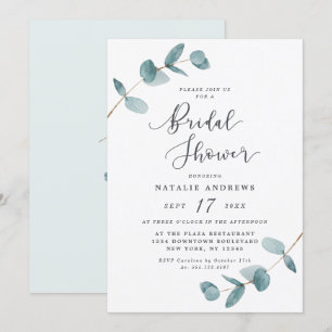 Invitation Fête des mariées simple Eucalyptus Frame