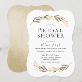 Invitation Fête des mariées simple moderne élégante feuille d