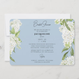 Invitation Fête des mariées Sky Blue Driving White Hydrangeas