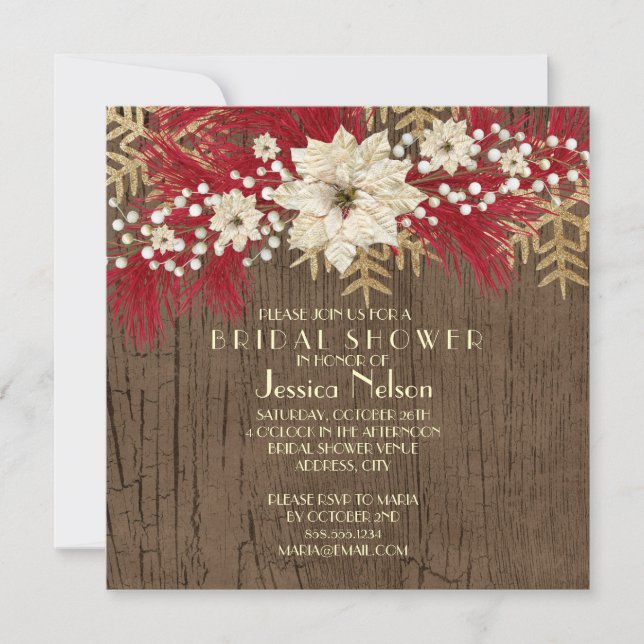 Invitation Fête des mariées Spirit de Noël du bois (Devant)