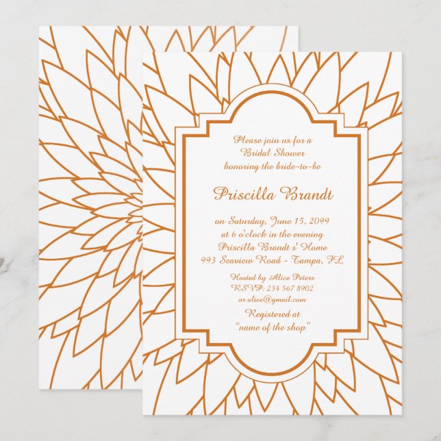Invitation Fête des mariées, style Dahlia de Monet, blanc (Devant / Derrière)