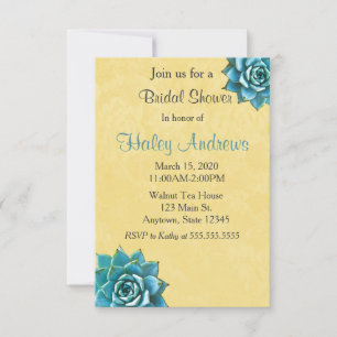 Invitation Fête des mariées Succulente Aquarelle Dentelle jau