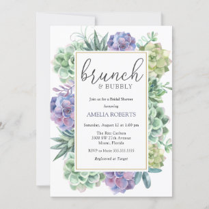 Invitation Fête des mariées Succulente Brunch et Bubbly