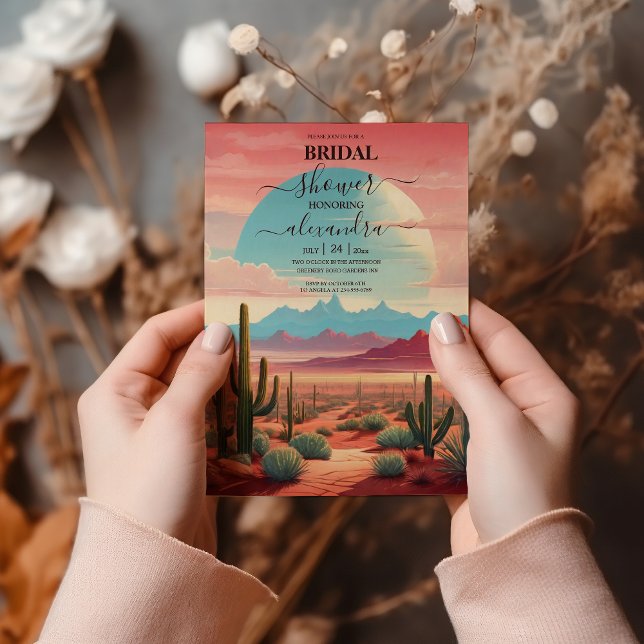 Invitation Fête des mariées Succulente Cactus du désert (Créateur téléchargé)