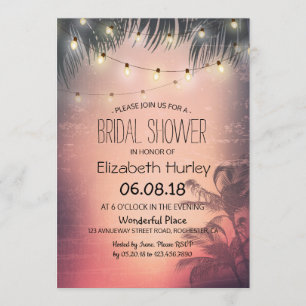 Invitation Fête des mariées Summer Beach Palm Trees Chaîne Lu