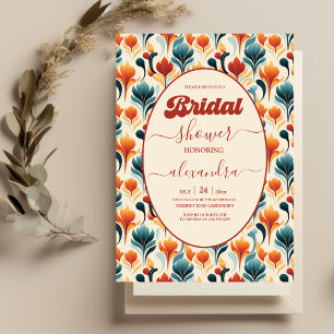 Invitation Fête des mariées super Retro les années 70 Florale