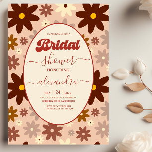 Invitation Fête des mariées super Retro les années 70 Florale