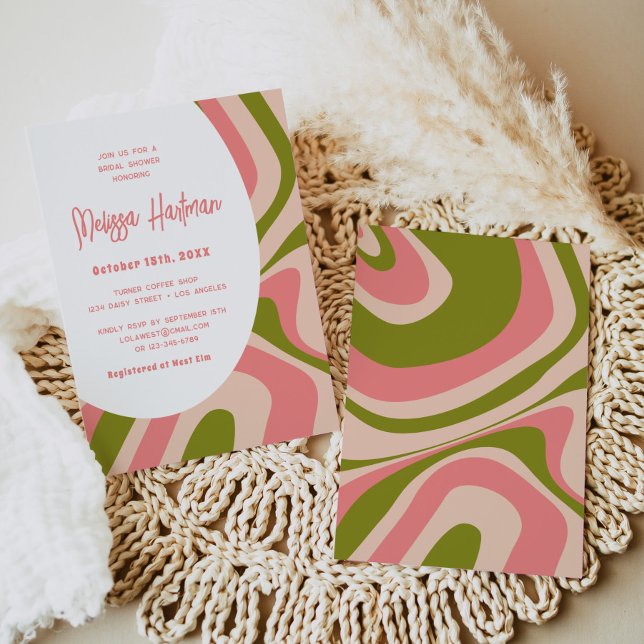 Invitation Fête des mariées Super rose rétro (Créateur téléchargé)