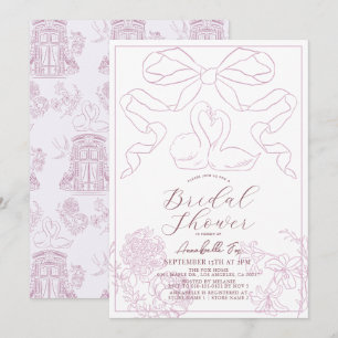 Invitation Fête des mariées Swan Pink Toile de Jouy