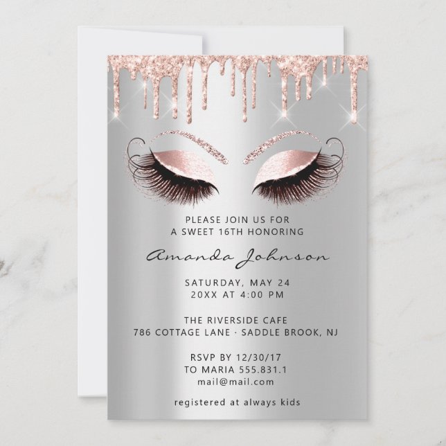 Invitation Fête des mariées Sweet 16e Parties scintillant Pin (Devant)