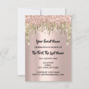 Invitation Fête des mariées Sweet 16e Rose Parties scintillan